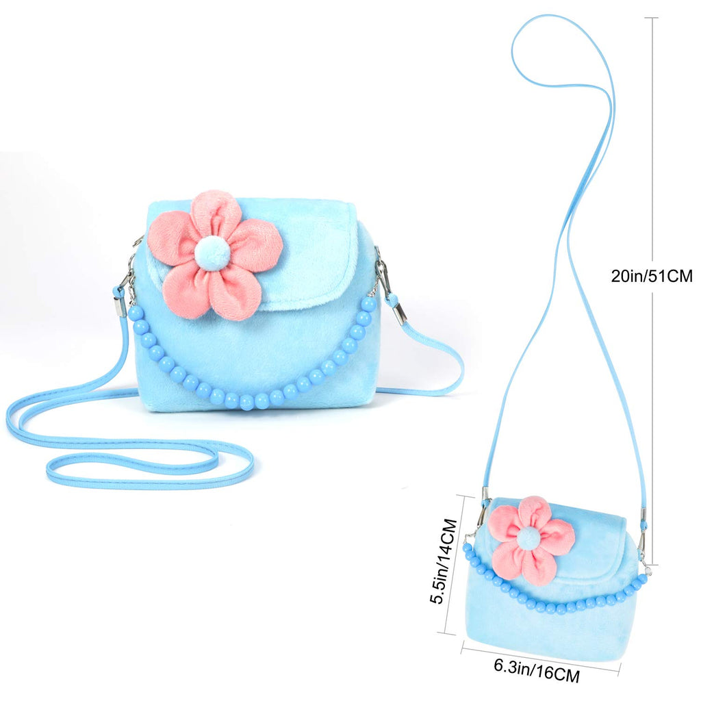 Hifot Kids Jewelry Set with Plush Handbag and Hair Clips for Dress-Up Play