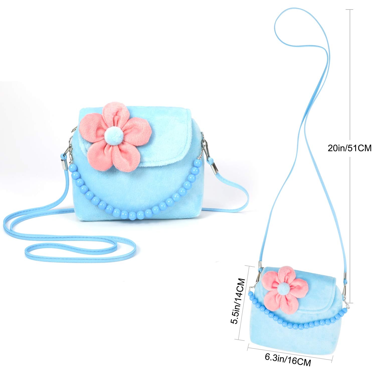Hifot Kids Jewelry Set with Plush Handbag and Hair Clips for Dress-Up Play