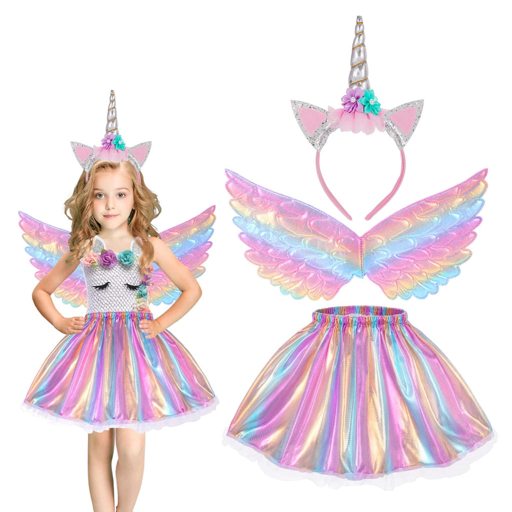 Hifot Unicorn Costume for Girls – Tutu Dress with Wings and Headband Set