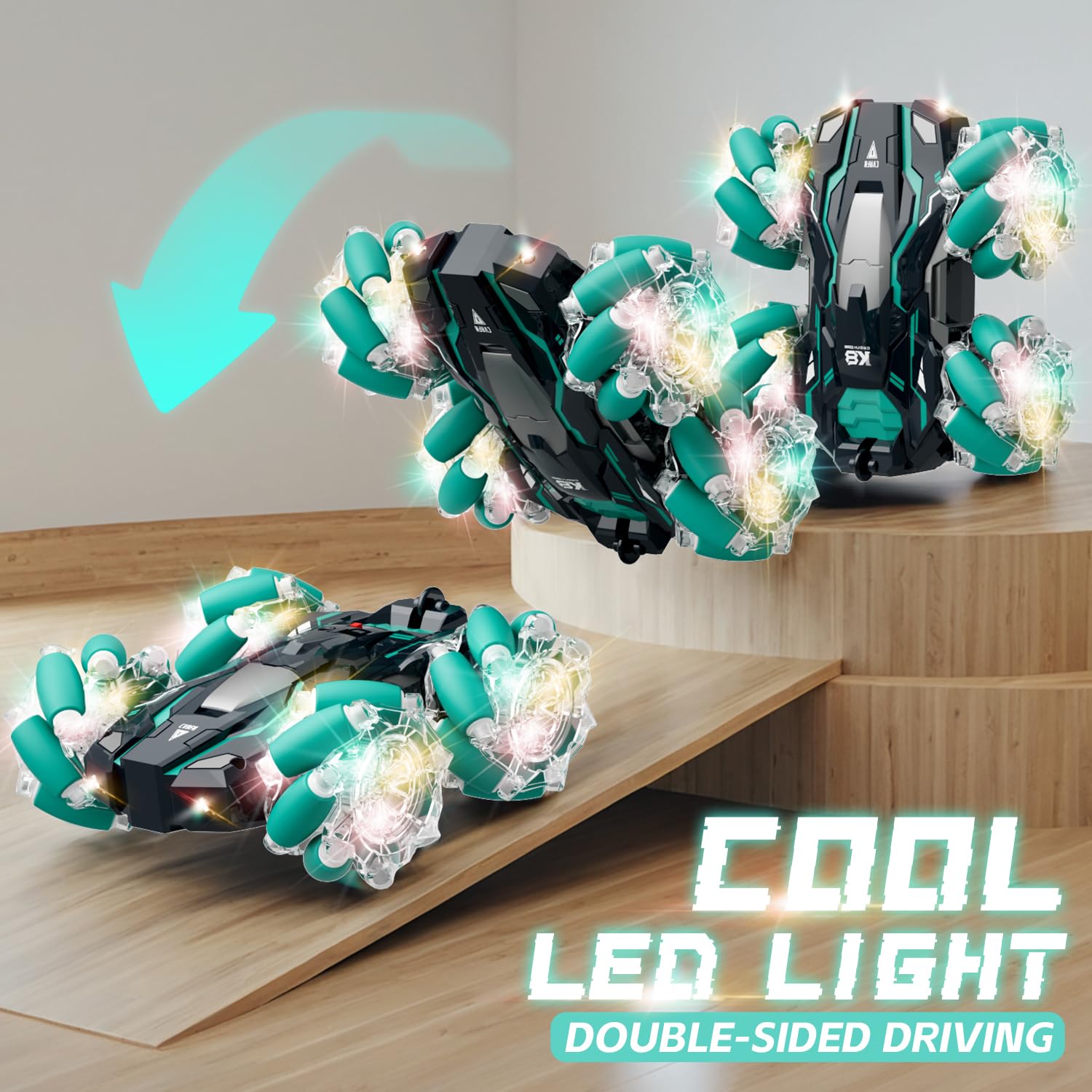 Highmall 1:16 Scale Gesture Sensing RC Stunt Car - 15 KM/H, 4WD, LED Lights, 2.4GHz, for Ages 8-13