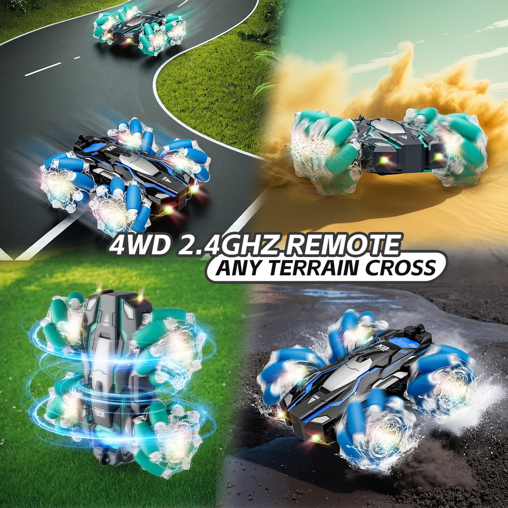 Highmall 1:16 Scale Gesture Sensing RC Stunt Car - 15 KM/H, 4WD, LED Lights, 2.4GHz, for Ages 8-13