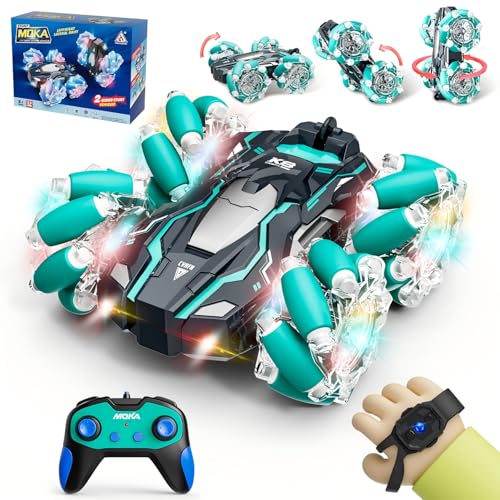 Highmall 1:16 Scale Gesture Sensing RC Stunt Car - 15 KM/H, 4WD, LED Lights, 2.4GHz, for Ages 8-13