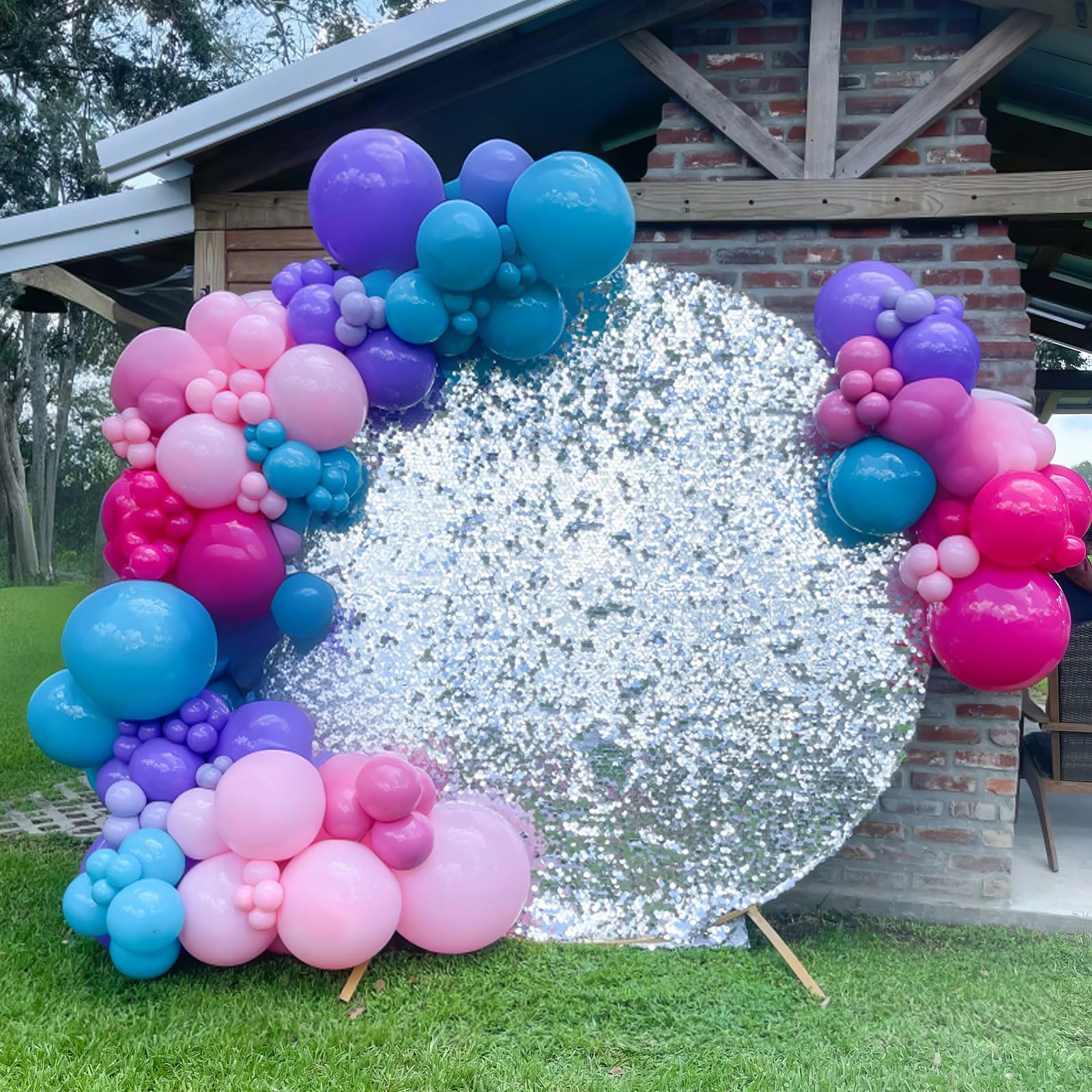 HILAVO 105-Piece Balloon Arch Kit: Teal, Hot Pink, Metallic Purple, Pastel Pink, Pearl Purple, Gold Confetti & Star Foil Balloons