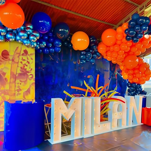 HILAVO 112 Pcs Orange Blue Black Balloon Garland Arch Kit for Graduation, Birthday, Baby Shower