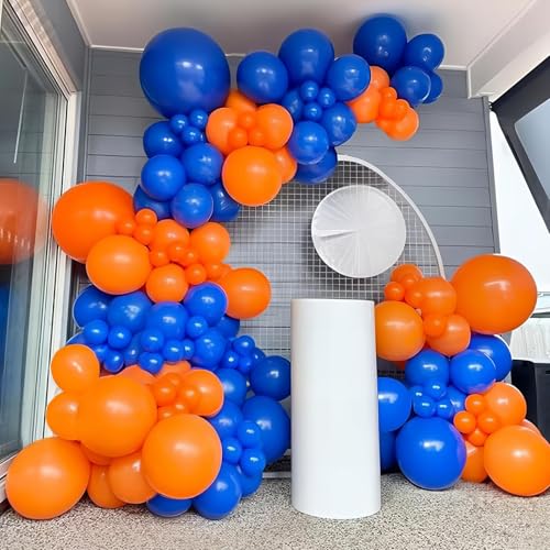 HILAVO 112 Pcs Orange Blue Black Balloon Garland Arch Kit for Graduation, Birthday, Baby Shower
