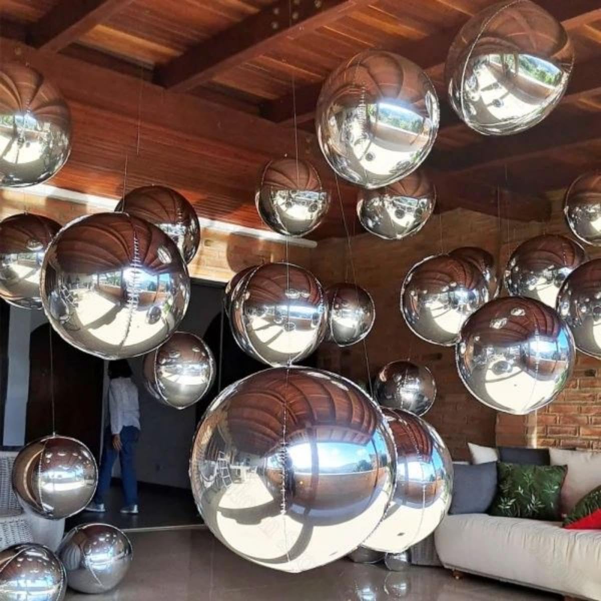HILAVO 12-Pack Silver Foil Balloons - 22, 15, and 10 Inch 4D Round Balloons for Parties