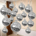 HILAVO 16-Piece Disco Ball Balloons Set - Metallic Silver Foil Balloons for Retro Party Decor