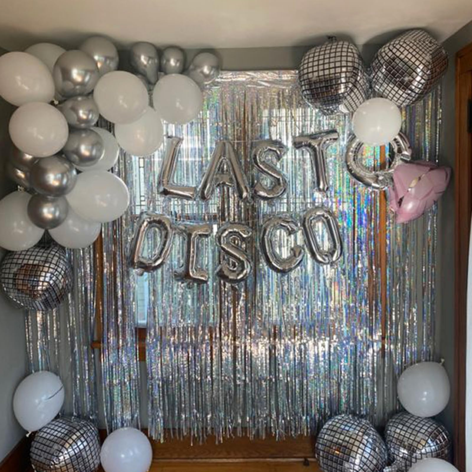 HILAVO 16-Piece Disco Ball Balloons Set - Metallic Silver Foil Balloons for Retro Party Decor
