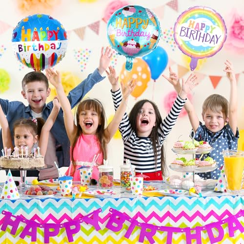 HILAVO 36-Pack 18-Inch Foil Birthday Balloons, 12 Patterns, Reusable Party Decor