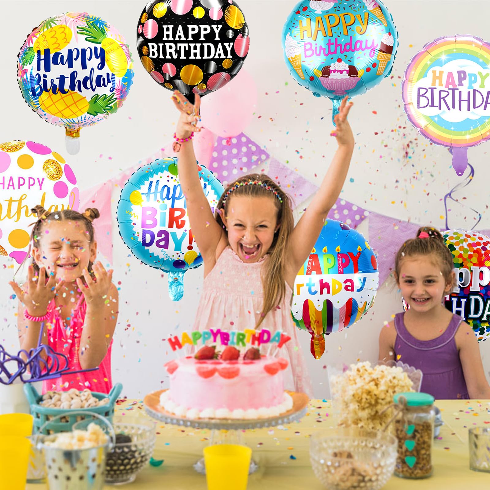 HILAVO 36-Pack 18-Inch Foil Birthday Balloons, 12 Patterns, Reusable Party Decor