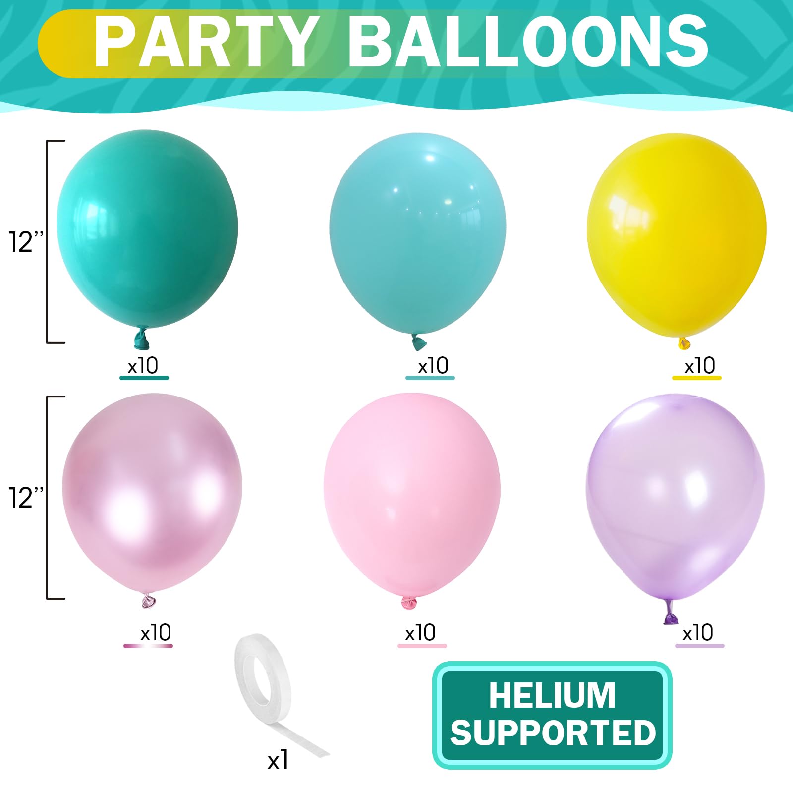 HILAVO 60-Pack Pastel Latex Balloons – 12 Inch Assorted Colors for Parties, Baby Showers & Weddings