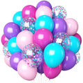 HILAVO 60-Pack Pink Purple Teal Latex Balloons - 12 Inch Hot Pink, Light Pink, Teal, Purple & Confetti Balloons for Parties
