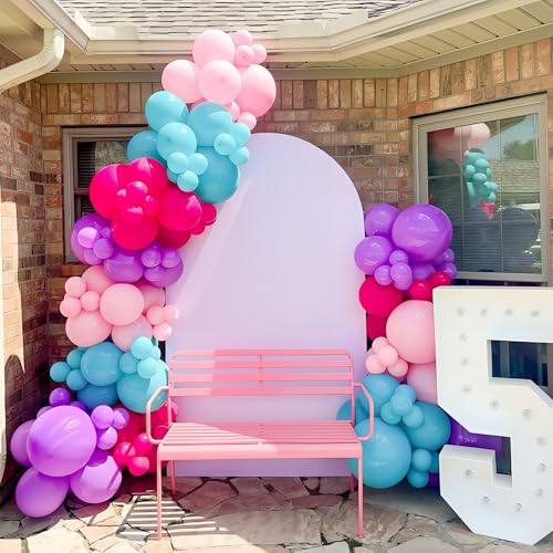 HILAVO 60-Pack Pink Purple Teal Latex Balloons - 12 Inch Hot Pink, Light Pink, Teal, Purple & Confetti Balloons for Parties