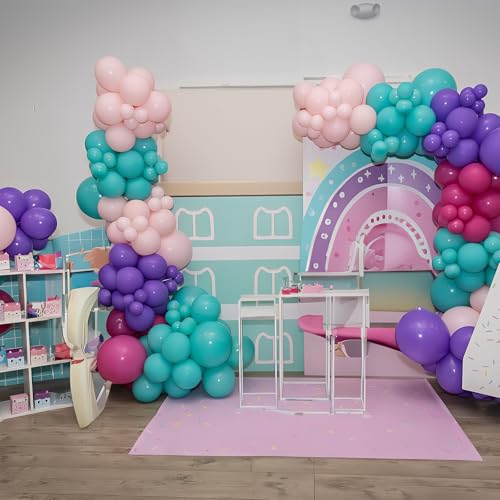 HILAVO 60-Pack Pink Purple Teal Latex Balloons - 12 Inch Hot Pink, Light Pink, Teal, Purple & Confetti Balloons for Parties