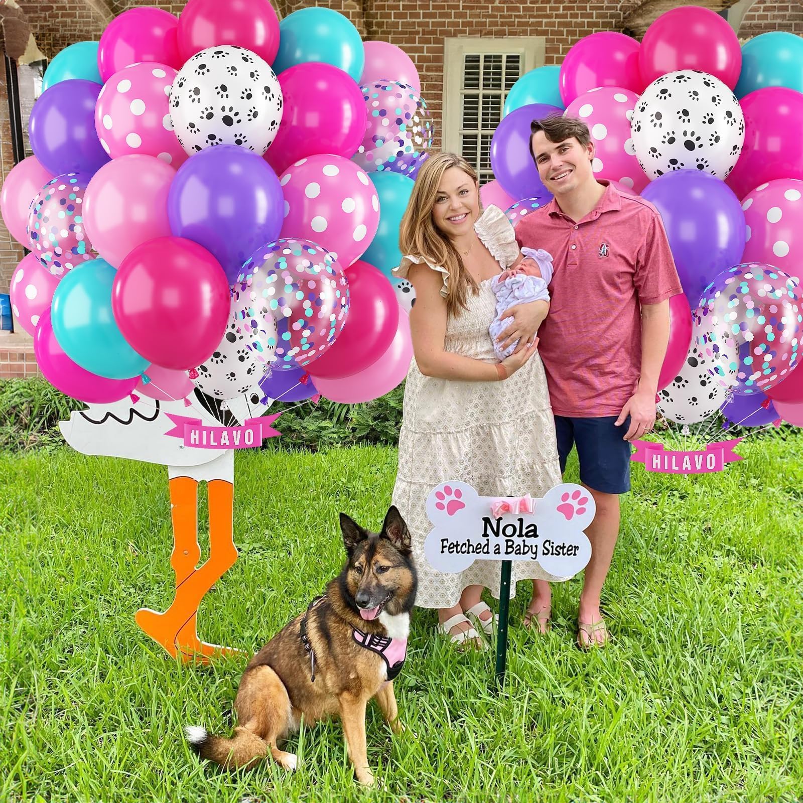 HILAVO 60-Piece Dog Paw Balloons Set – 12 Inch Pink, Purple & Teal Latex Balloons for Party Decor