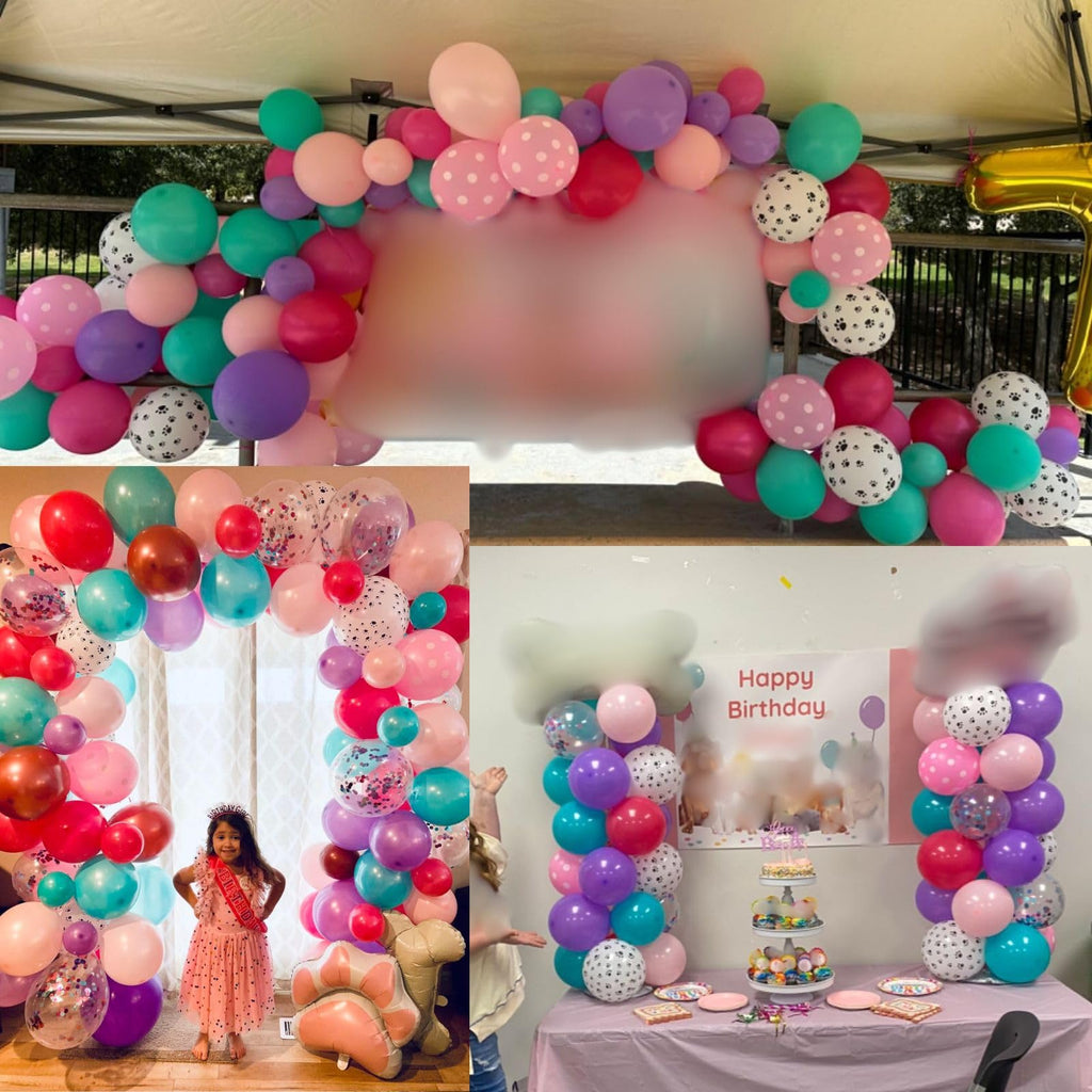 HILAVO 60-Piece Dog Paw Balloons Set – 12 Inch Pink, Purple & Teal Latex Balloons for Party Decor
