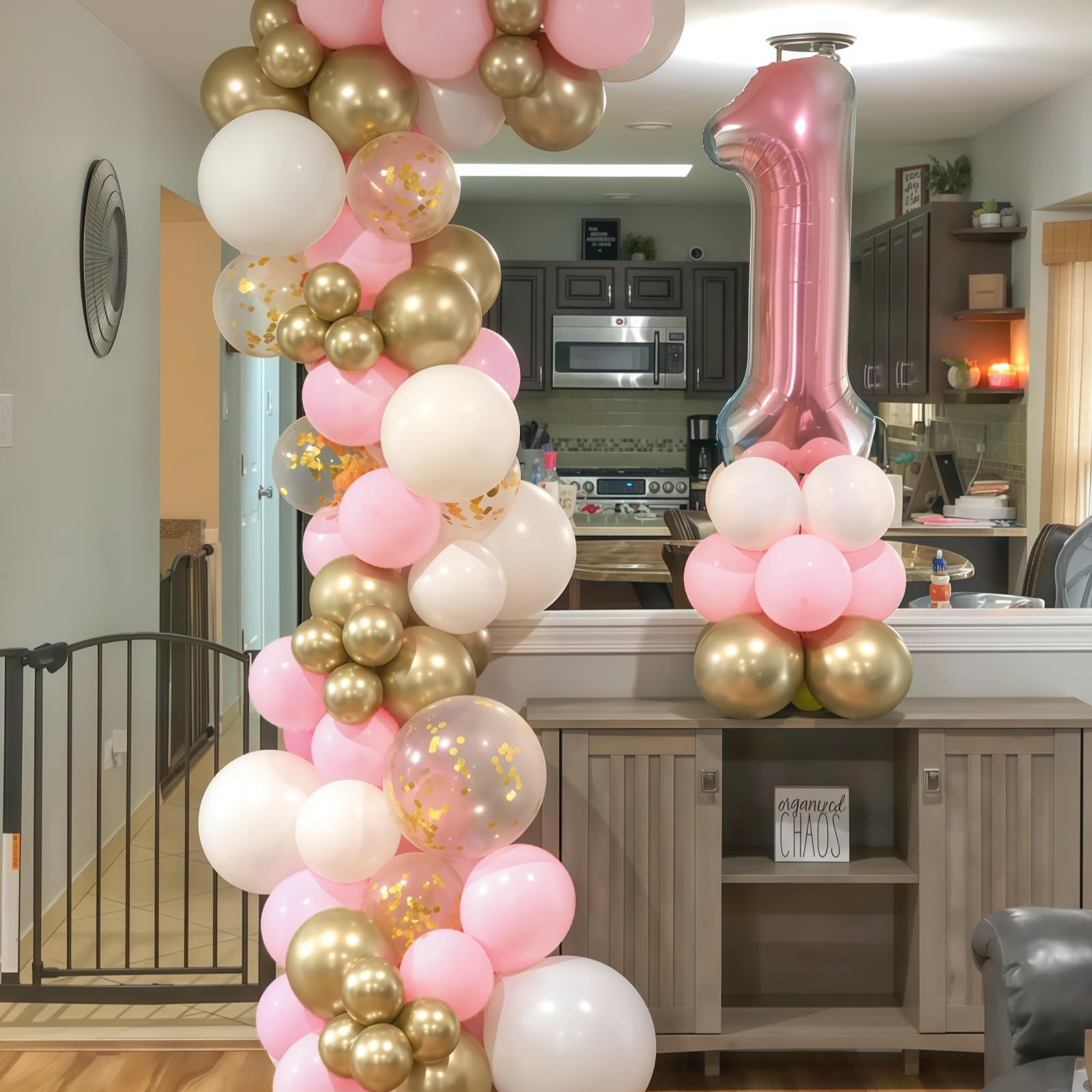 HILAVO 60-Piece Pastel Pink Gold White Balloon Set with Confetti & Ribbons for Birthday Wedding Baby Shower Party Decor