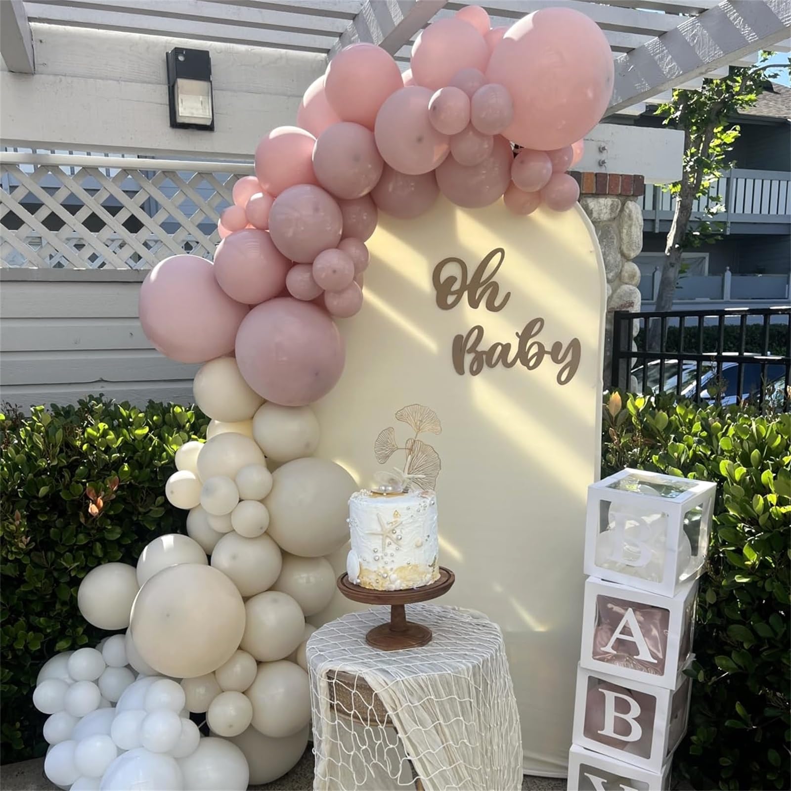 HILAVO 60Pcs Dusty Pink & Gold Balloons Set - 12 Inch Retro Blush, White Sand, Beige, Metallic Gold, Confetti for Party Decor