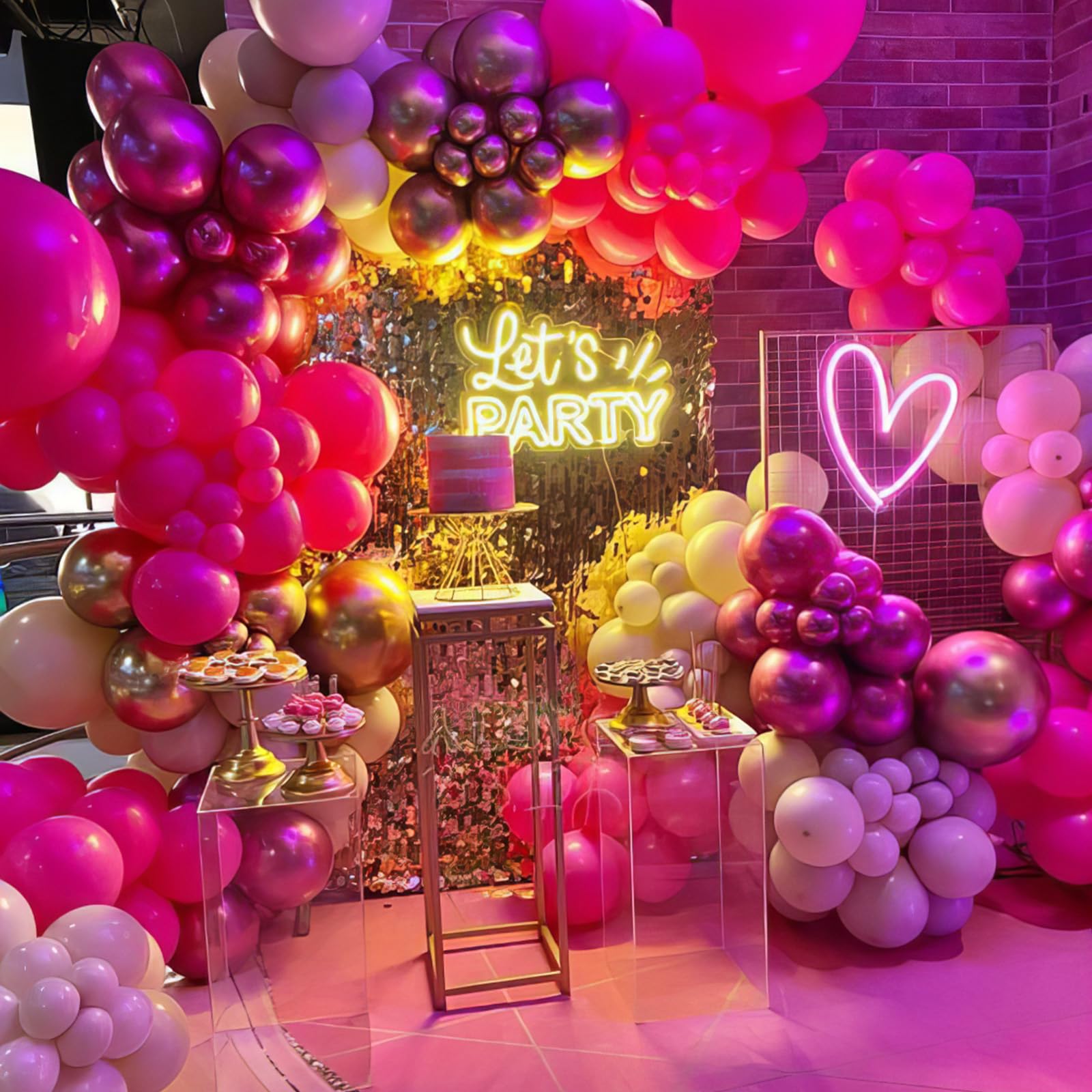 HILAVO 85-Piece Pink Balloon Arch Kit – Hot Pink, Baby Pink & Metallic for Baby Shower, Princess Party & Wedding Decor