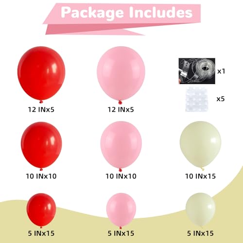 HILAVO 91-Piece Cherry Balloon Arch Kit - Pink, Red & Pastel Yellow Balloons for Strawberry Baby Shower & Birthday Parties