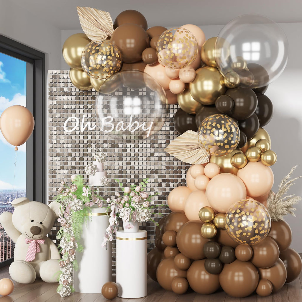 HILAVO 93-Piece Brown Balloon Arch Kit for Fall, Boho, and Baby Shower Parties