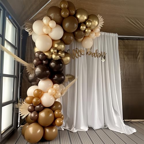 HILAVO 93-Piece Brown Balloon Arch Kit for Fall, Boho, and Baby Shower Parties