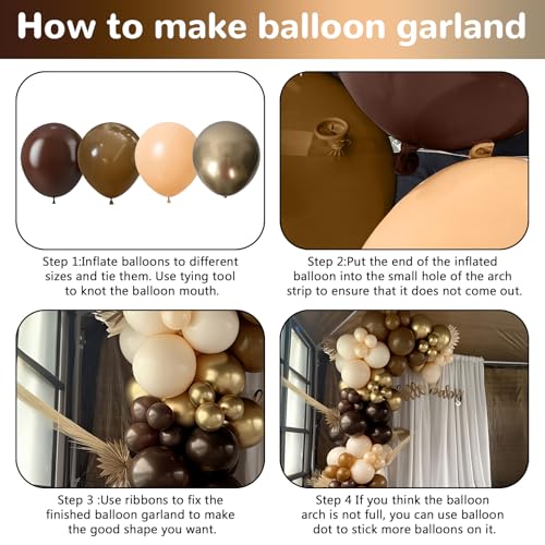 HILAVO 93-Piece Brown Balloon Arch Kit for Fall, Boho, and Baby Shower Parties
