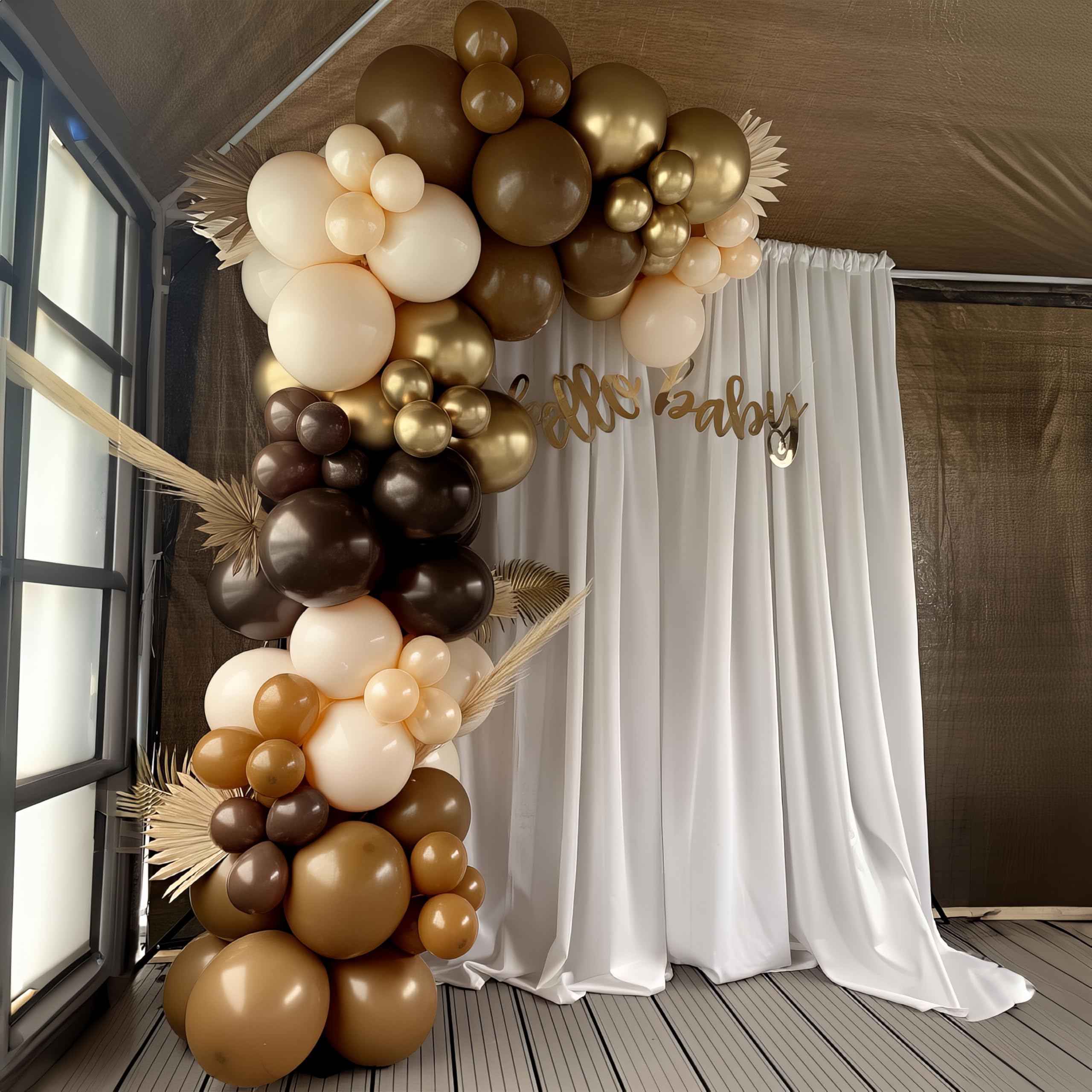HILAVO 93-Piece Brown Balloon Arch Kit for Fall, Boho, and Baby Shower Parties