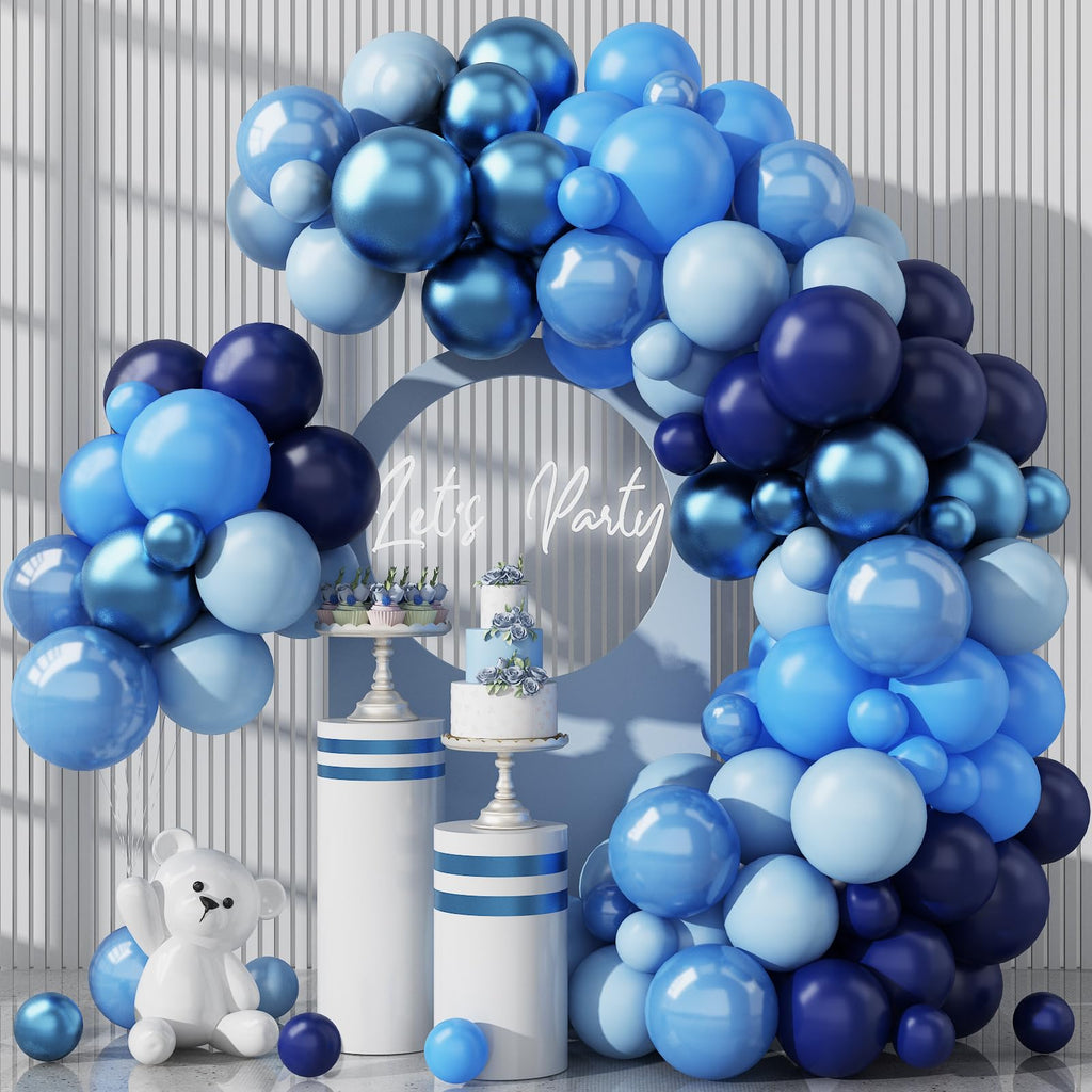 HILAVO Blue Balloon Garland Arch Kit 90 Pcs – Metallic & Pearl Blue Latex Balloons for Party Decor