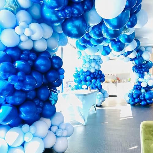 HILAVO Blue Balloon Garland Arch Kit 90 Pcs – Metallic & Pearl Blue Latex Balloons for Party Decor