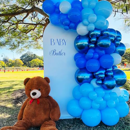 HILAVO Blue Balloon Garland Arch Kit 90 Pcs – Metallic & Pearl Blue Latex Balloons for Party Decor