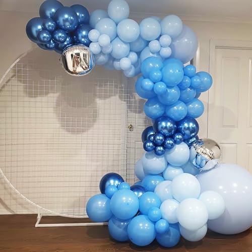 HILAVO Blue Balloon Garland Arch Kit 90 Pcs – Metallic & Pearl Blue Latex Balloons for Party Decor
