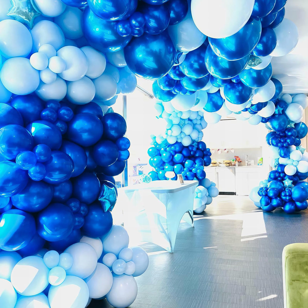 HILAVO Blue Balloon Garland Arch Kit 90 Pcs – Metallic & Pearl Blue Latex Balloons for Party Decor