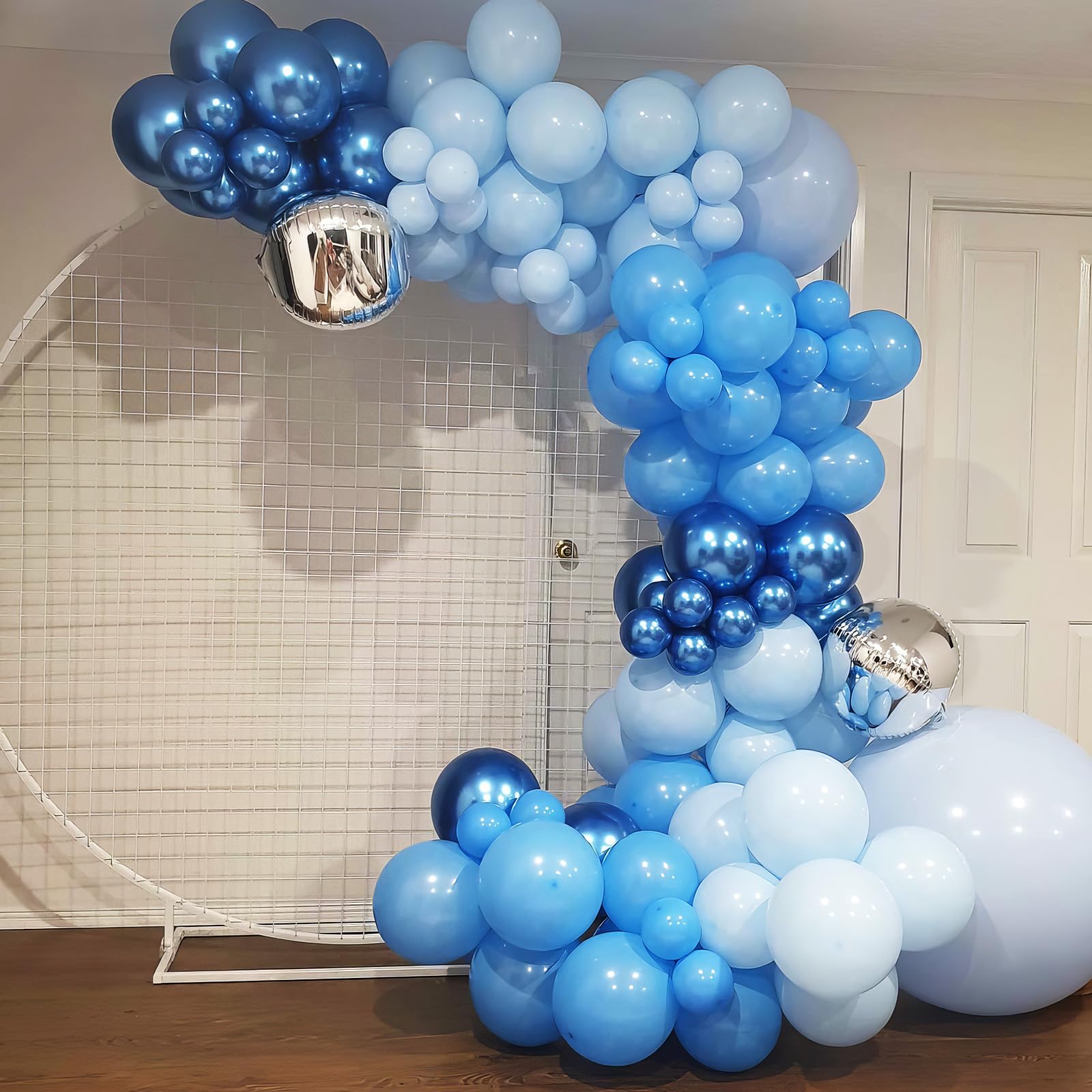 HILAVO Blue Balloon Garland Arch Kit 90 Pcs – Metallic & Pearl Blue Latex Balloons for Party Decor