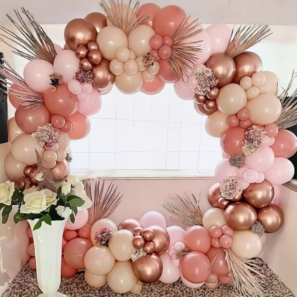 HILAVO Blush Pink Balloon Garland Kit – 88 Piece Dusty Rose, Gold & Beige Latex Balloons for Boho Baby Shower, Wedding & Birthday Decor