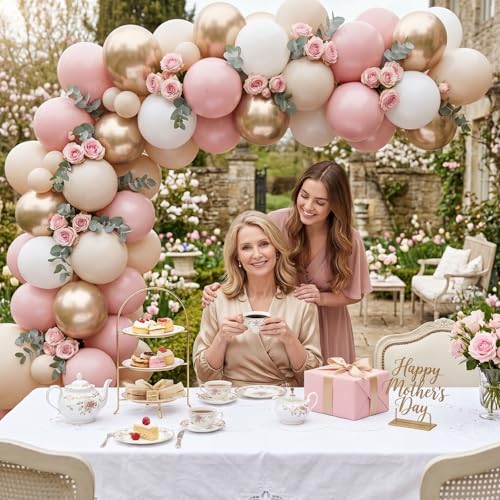 HILAVO Dusty Pink Balloons 60-Piece Set - Pastel Neutral Latex Balloons for Boho Birthday Wedding Baby Shower