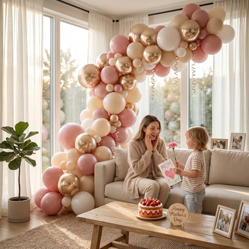 HILAVO Dusty Pink Balloons 60-Piece Set - Pastel Neutral Latex Balloons for Boho Birthday Wedding Baby Shower