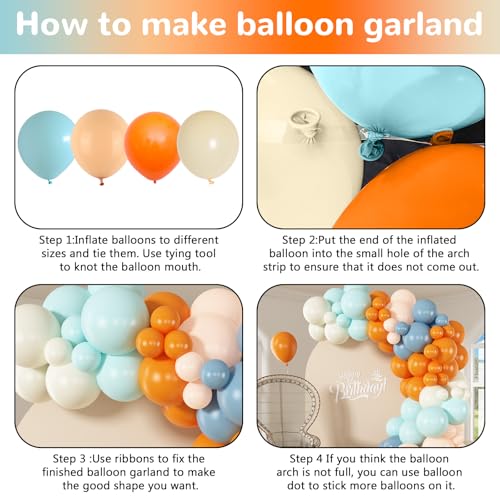 HILAVO Orange and Blue Balloon Arch Kit - 92 Latex Balloons for Party Decorations