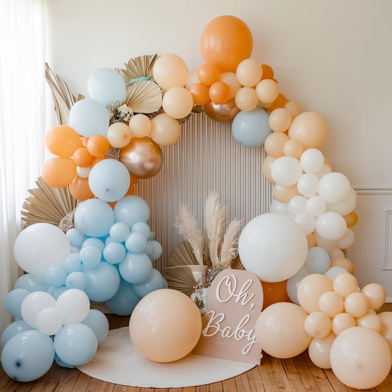 HILAVO Orange and Blue Balloon Arch Kit - 92 Latex Balloons for Party Decorations