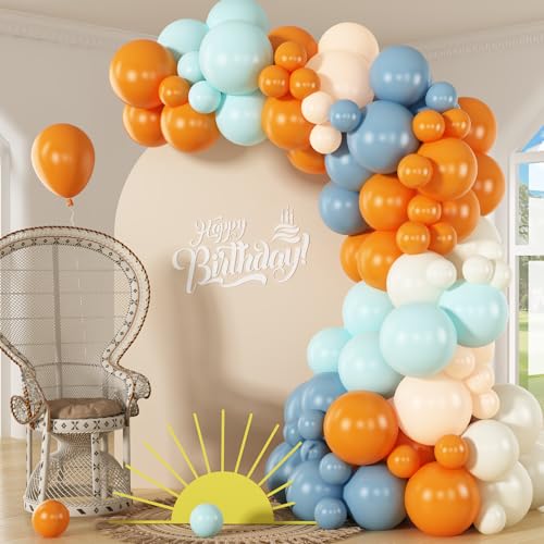 HILAVO Orange and Blue Balloon Arch Kit - 92 Latex Balloons for Party Decorations