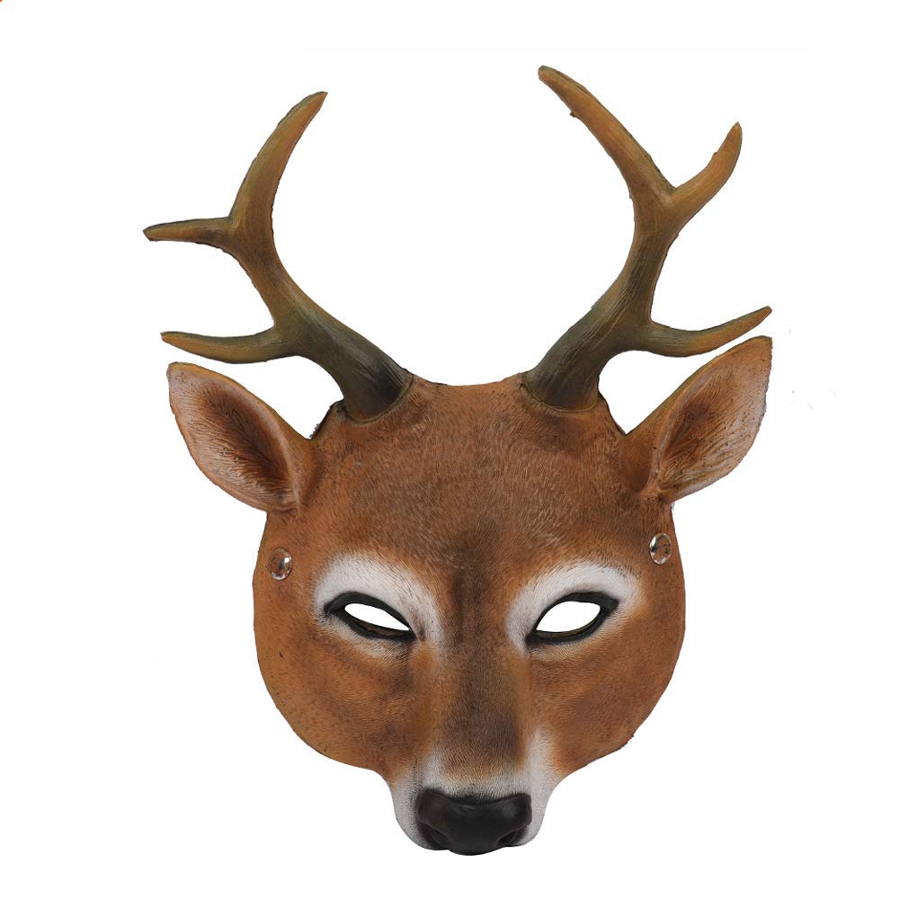 Himine Elk Head Mask PU Cosplay Costume for Halloween Party - Adjustable Rope