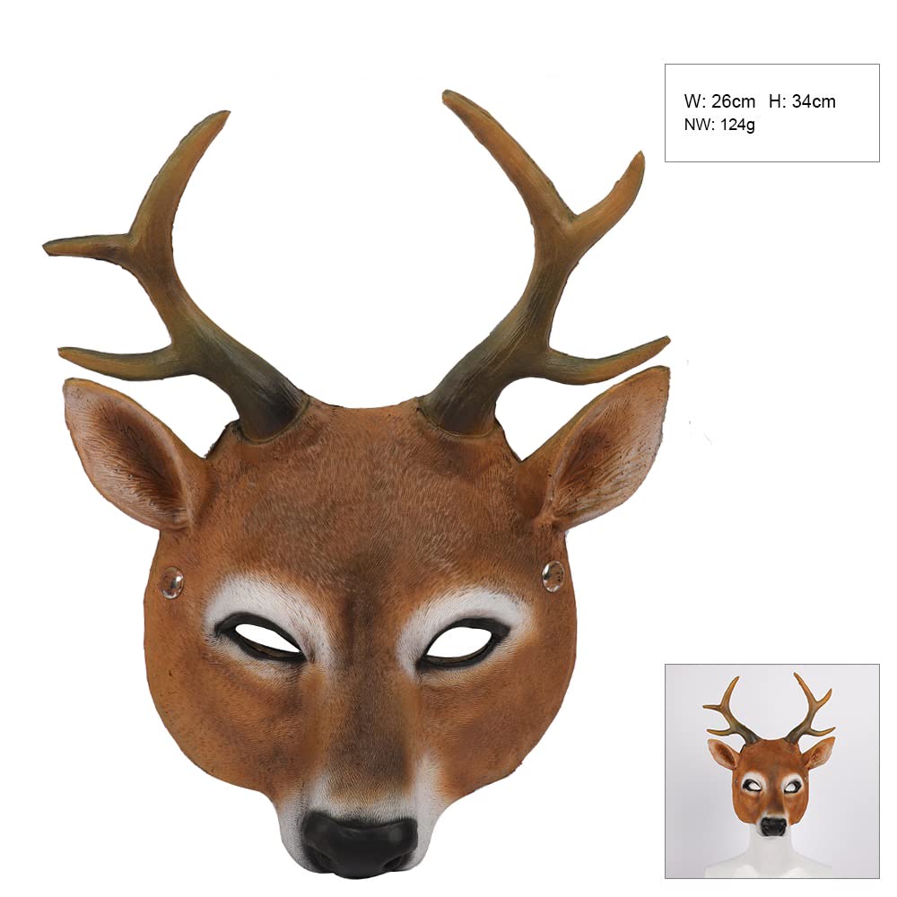 Himine Elk Head Mask PU Cosplay Costume for Halloween Party - Adjustable Rope