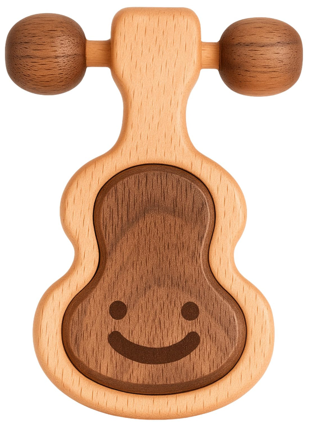HippoToys Wooden Baby Rattle - Natural Beechwood Teething Toy for 0-12 Months, Montessori Sensory Gift