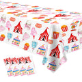 HIPVVILD Circus Theme Tablecloths 4 Pack - 54x108 Inch Disposable Plastic Table Cover for Carnival Birthday Parties