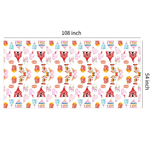 HIPVVILD Circus Theme Tablecloths 4 Pack - 54x108 Inch Disposable Plastic Table Cover for Carnival Birthday Parties