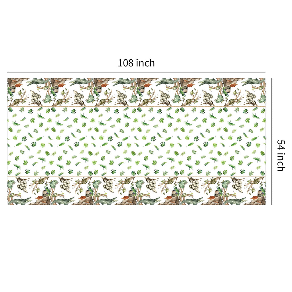 HIPVVILD Reptile Birthday Tablecloths - 4 Pack Disposable 54x108in Jungle Animal Party Cover