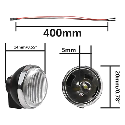HIRCQOO 1/10 RC Crawler LED Headlights - 18mm & 20mm White LED Lamps for TRX-4, SCX10, Redcat Gen8