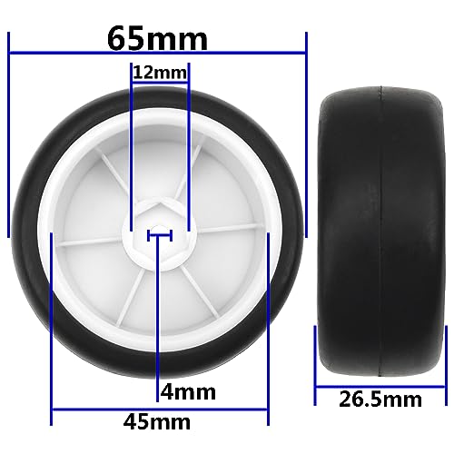 HIRCQOO 12mm Hex Hub Plastic Wheel Rims & Rubber Tires with Foam for 1/10 On-Road RC Cars (White)