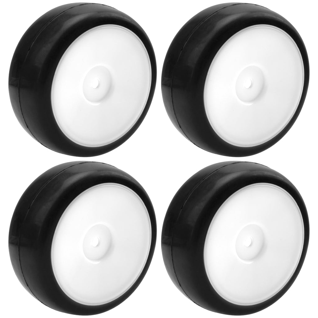 HIRCQOO 12mm Hex Hub Plastic Wheel Rims & Rubber Tires with Foam for 1/10 On-Road RC Cars (White)