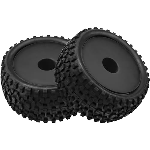 HIRCQOO 4-Pack 1/10 Scale RC Buggy Tires and Wheels – 88mm OD, 12mm Hex, Soft Rubber with Foam Inserts